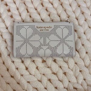 Kate Spade Parchment Spencer Perforated Small Slim Bifold Wallet